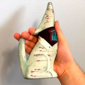 Turquoise Ceramic Howling Wolf